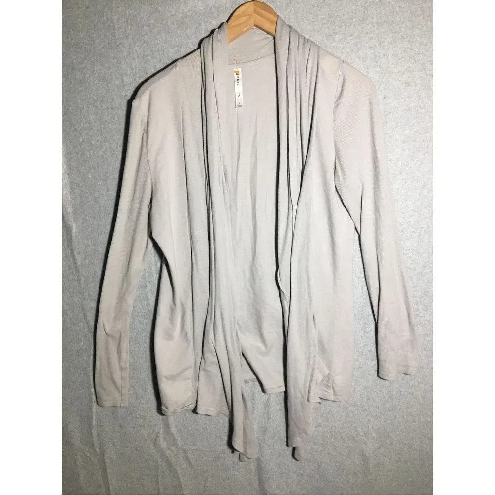 Womens Fabletics Cardigan Grey Open Front Cotton Blend Asymmetrical Hem